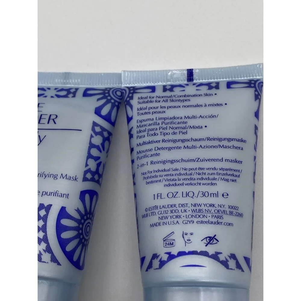 2 Estee Lauder Perfectly Clean Multi-action Foam Cleanser/ Purifying Mask, 1oz
